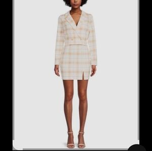 No Boundaries Cream Plaid Mini Skirt
